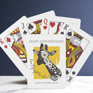Funky Cool Giraffe Funny Birthday Poker Cards