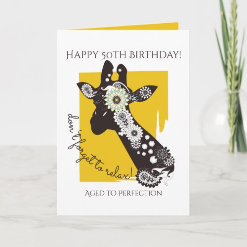 Funky Cool Giraffe Inspirational Birthday Card