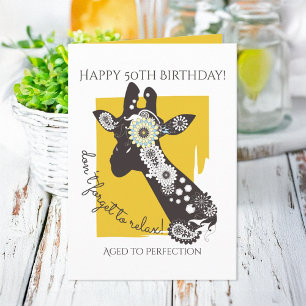 Funky Cool Giraffe Inspirational Birthday Card