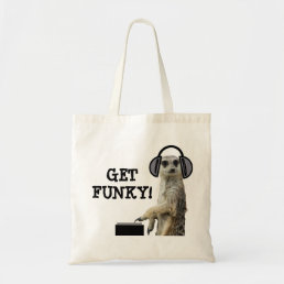 Funky cool meerkat dj tote bag