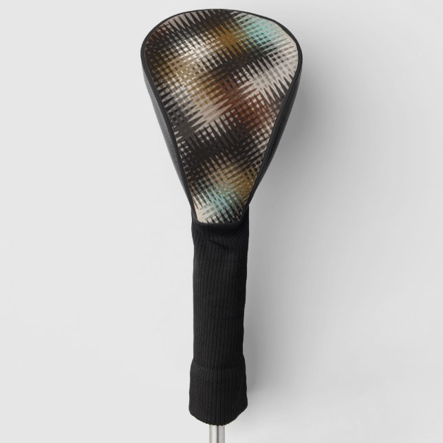 Funky Cool Multi Brown Wavy Zig Zag Pattern  Golf Head Cover (Front)