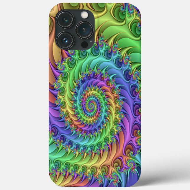 Funky Cool Psychedelic Fractal Spirals Art Pattern Case-Mate iPhone Case (Back)