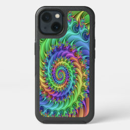 Funky Cool Psychedelic Fractal Spirals Art Pattern iPhone 13 Case