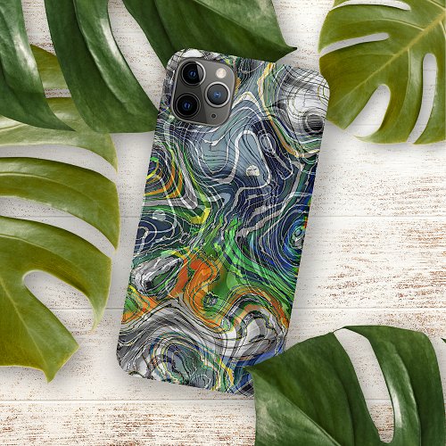 Funky Cool Retro Chic Fractal Marbled Art Pattern iPhone 11 Pro Max Case