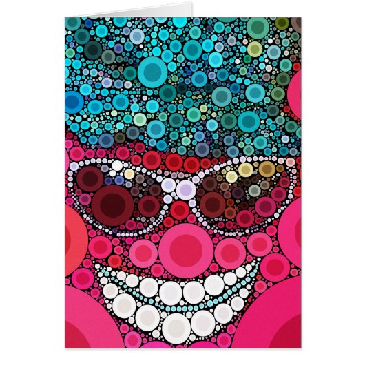 Funky Cool Smiling Face Sunglasses Hat Pink Blue Cards (Front)