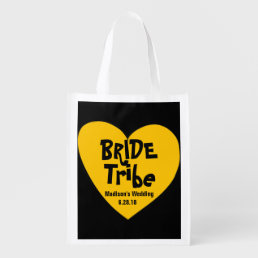 Funky &amp; Cool Yellow Heart Bride Tribe Reusable Grocery Bag