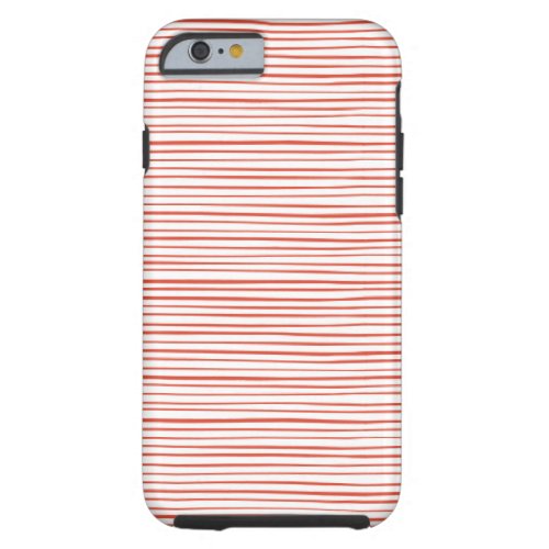 Funky Coral Watercolor stripes Tough iPhone 6 Case