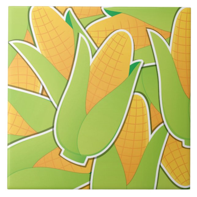 Funky corn ceramic tile (Front)
