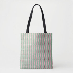 Funky Cottagecore Boho Christmas Stripe Pattern Tote Bag