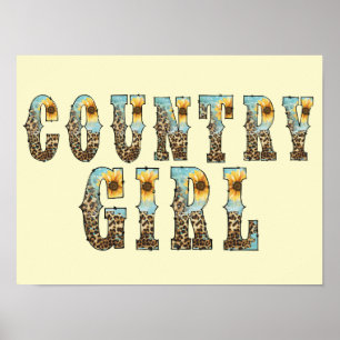 Funky Country Girls Typography Poster