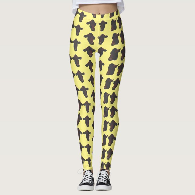 Funky Cow Cows Heads Leggings (Front)
