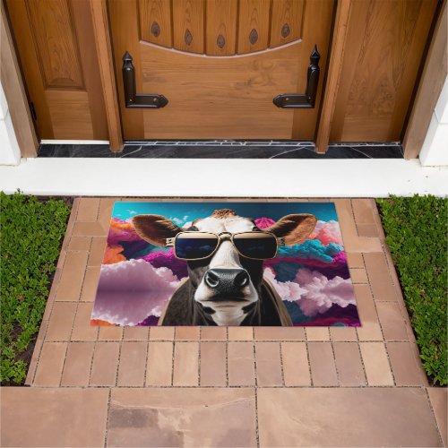 Funky Cow in Sunglasses Doormat