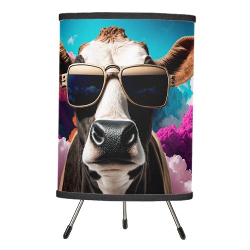 Funky Cow in Sunglasses Tripod Lamp