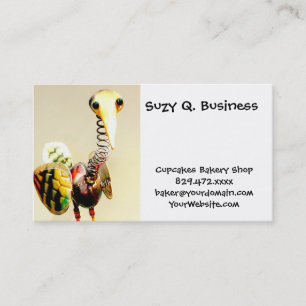 Funky Crane Bird Metal Garden Ornament Folk Art Business Card