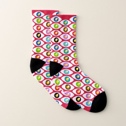 Funky Crimson Eyes Men Women Socks