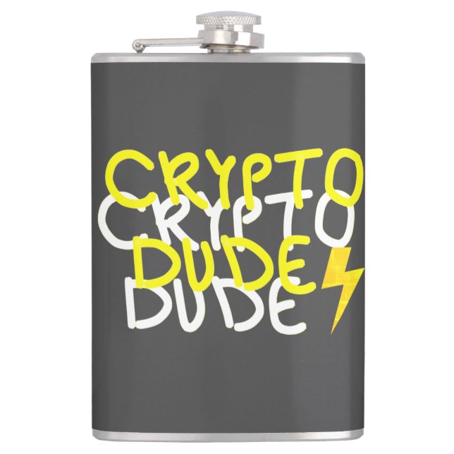 Funky Crypto Dude Energy Power Sign Flask (Front)