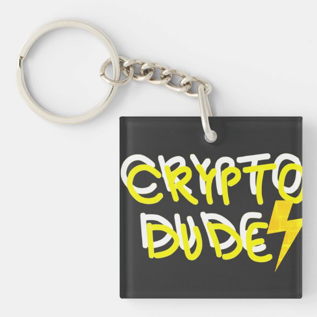 Funky Crypto Dude Energy Power Sign Keychain (Front)