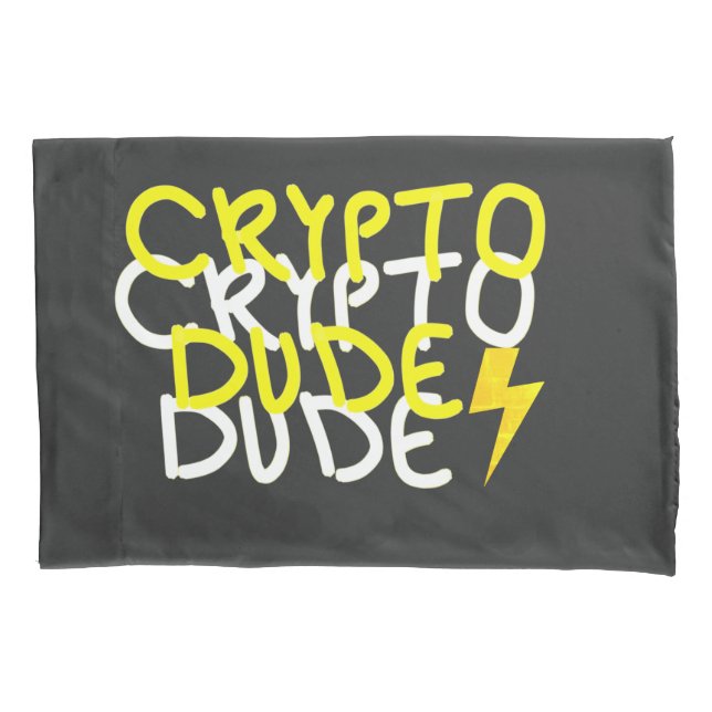 Funky Crypto Dude Energy Power Sign Pillow Case (Front)
