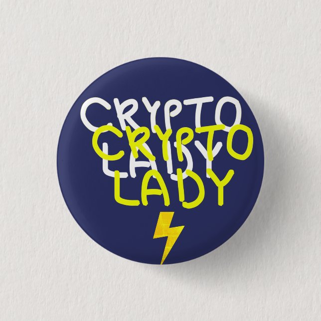 Funky Crypto Lady Energy Power Sign Button (Front)