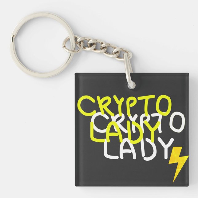 Funky Crypto Lady Energy Power Sign Keychain (Front)