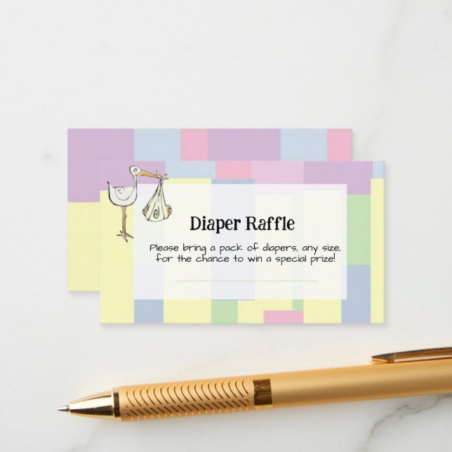 Funky Cubism Handwritten Diaper Raffle Enclosure Card (Front/Back In Situ)