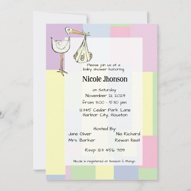 Funky Cubism StarkDelivery Handwritten Baby Shower Invitation (Front)