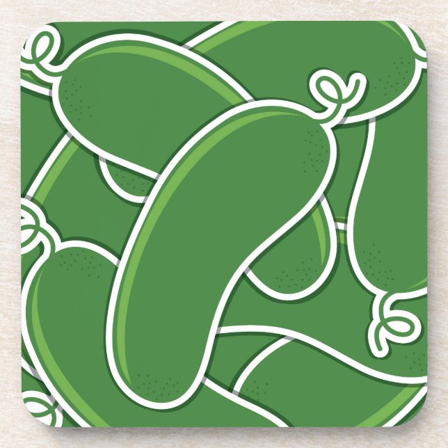 Funky cucumber drink coaster (Front)
