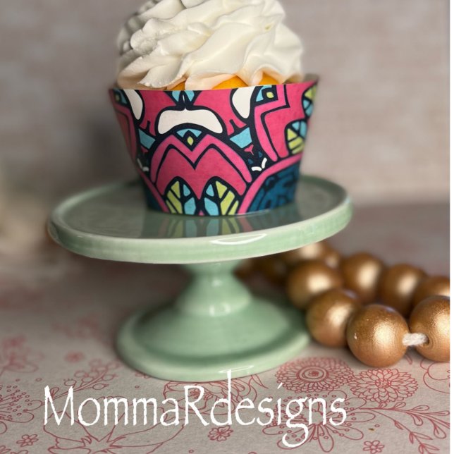 Funky cupcake wrapper, retro print cupcake (Creator Uploaded)