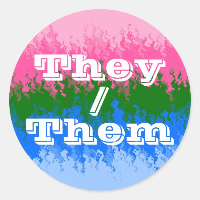 Funky Customizable Pronoun Omniromantic Pride Flag Classic Round Sticker (Front)