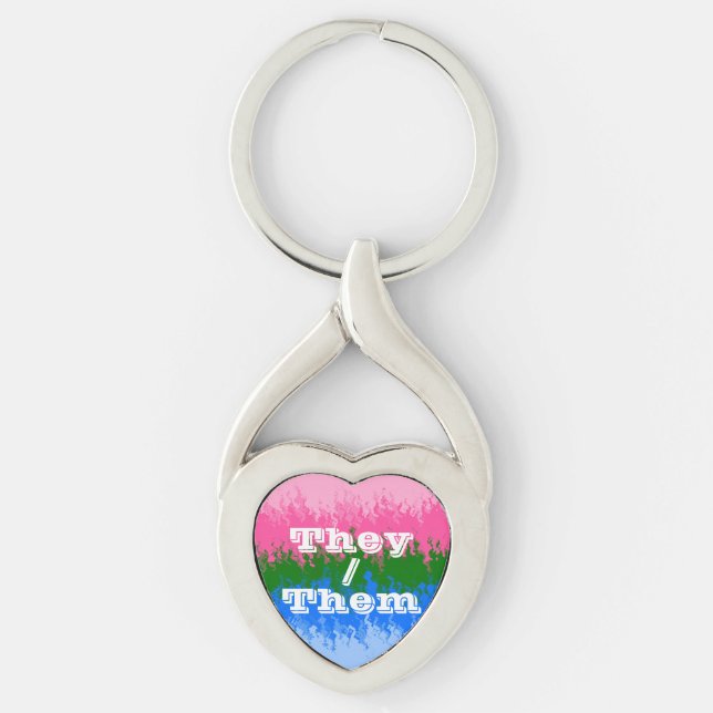 Funky Customizable Pronoun Omniromantic Pride Flag Keychain (Front)