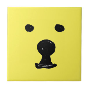 Funky Cute Bear Dog Face Sketch Ceramic Tile