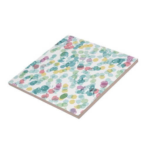 Funky Cute Colorful Happy Summer Polkadots Pattern Ceramic Tile