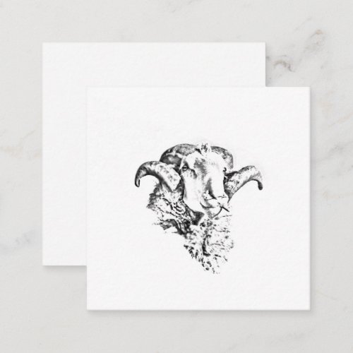 Funky Cute Merino Sheep Ram Head Sketch Enclosure Card