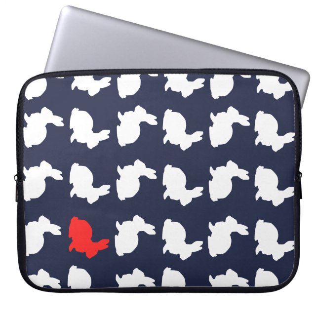 Funky Cute Rabbits Hairs Pattern Laptop Sleeve (Front)