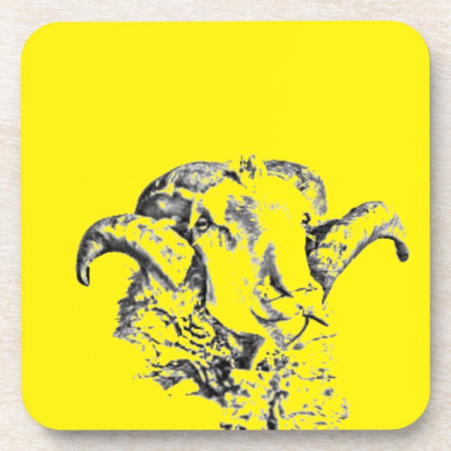 Funky Cute Sheep Ram Beverage Coaster (Front)