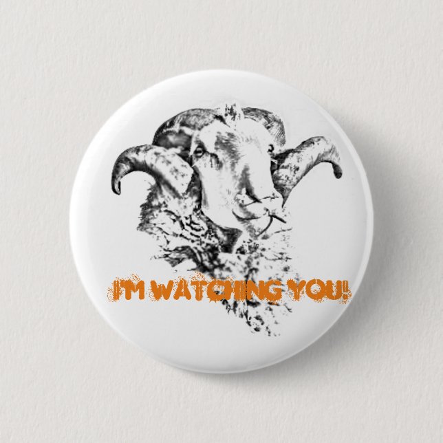 Funky Cute Sheep Ram Button (Front)