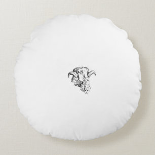 Funky Cute Sheep Ram Round Pillow