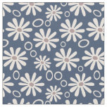 Funky Daisies and Bubbles navy and white Fabric