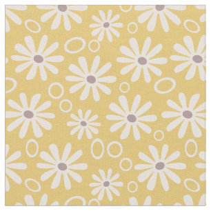 Funky Daisies and Bubbles Yellow Fabric