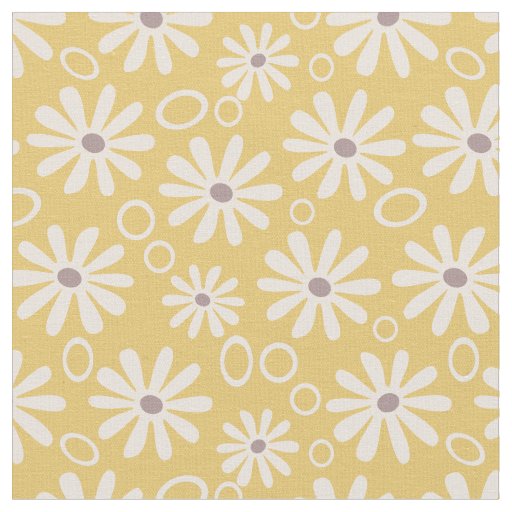 Funky Daisies and Bubbles Yellow Fabric