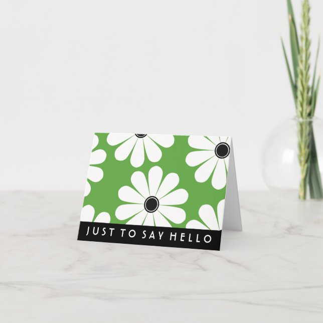 Funky Daisies (Green) Note Card (Front)