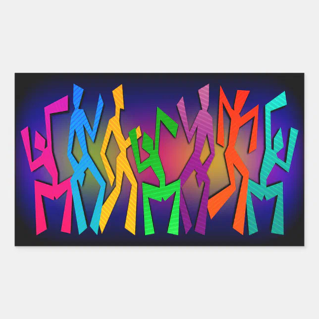 Funky Dancers Rectangular Sticker | Zazzle