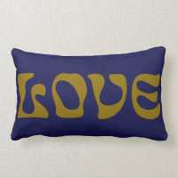 Funky Dark Blue Golden Retro Typography Love Name