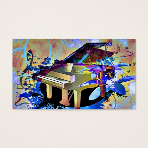 Funky Digitally Colored Piano Business Card Template