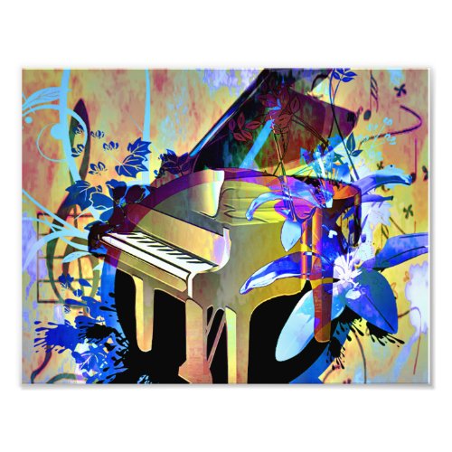 Funky Digitally Colored Piano Photo Print