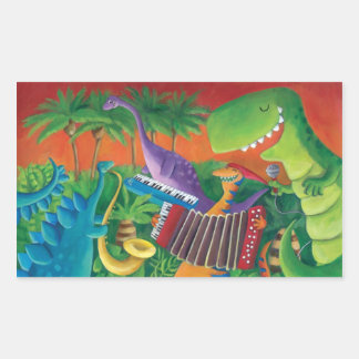 Funky Dinosaur Band Rectangular Sticker