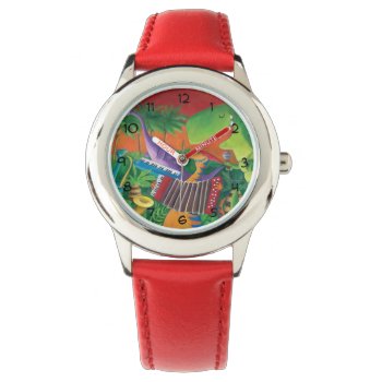 Funky Dinosaur Band Watch by colonelle at Zazzle
