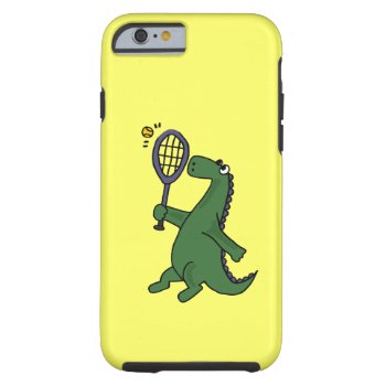 Funky Dinosaur Playing Tennis Cartoon Tough Iphone 6 Case by naturesmiles at Zazzle
