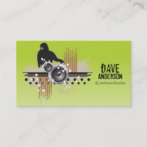 Customizable Funky Disc Jockey (DJ) Grunge Business Card