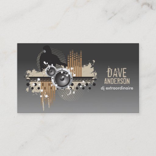 Customizable Funky Disc Jockey (DJ) Grunge Business Card